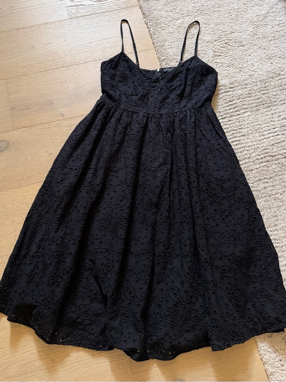 VENUS Black Eyelet-Strap Fit & Flare Dress - Picture 3 of 10